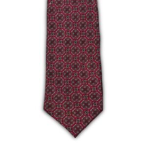 Vintage Geometric Red Silk Tie